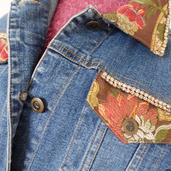 The Denim Taylor brocade n bling jean jacket n silk belted jeans n trim 14 - Picture 10 of 16